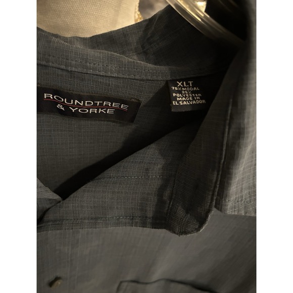 Roundtree & Yorke Men's S/S Button Front Shirt Modal Blend Tall XLT Navy Blue - Picture 5 of 8